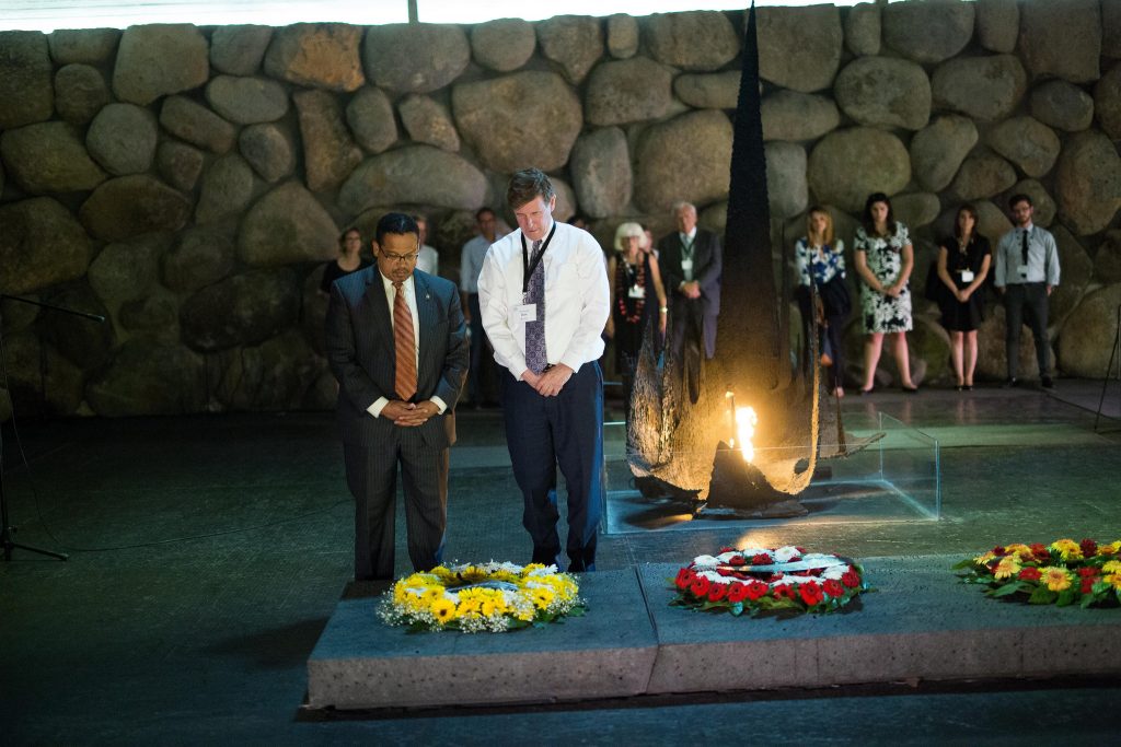 Rep. Keith Ellison visits Yad Vashem during a Congressional delegation trip to Israel with J Street