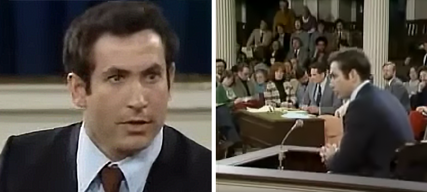 A young Benjamin Netanyahu appears on 1978 TV show The Advocate to discuss Israeli Palestinian issues.