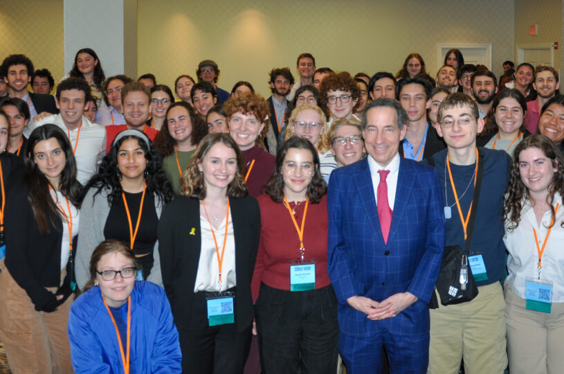 J Street U students pictured with Rep. Jamie Raskin